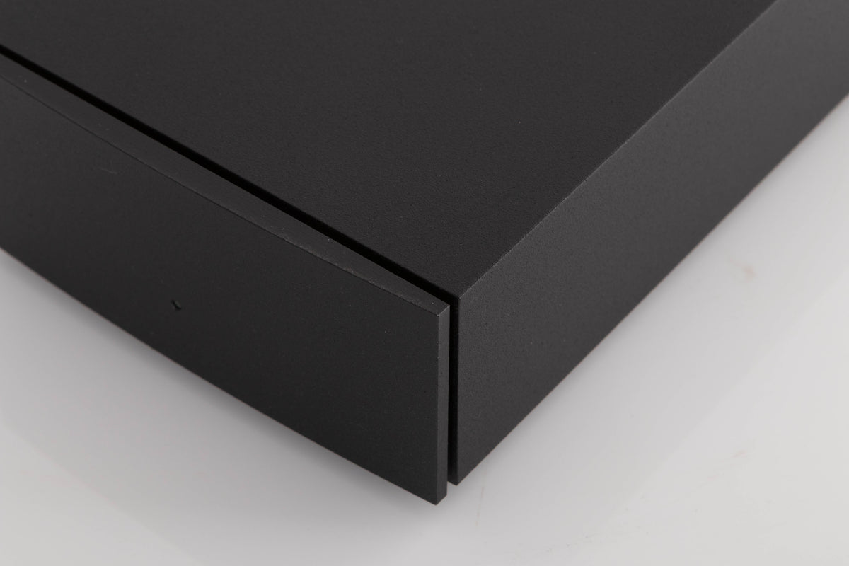 Front right corner of a used Naim Stageline S Phonostage in a Black finish