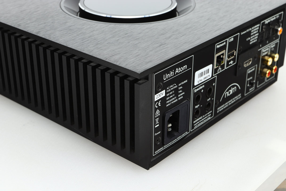 Rear left corner view of a used Naim Uniti Atom HDMI Streaming Amplifier