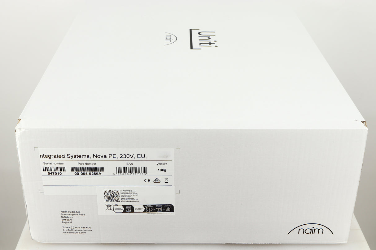 Box for a Naim Uniti Nova Power Edition Streaming System in a black finish