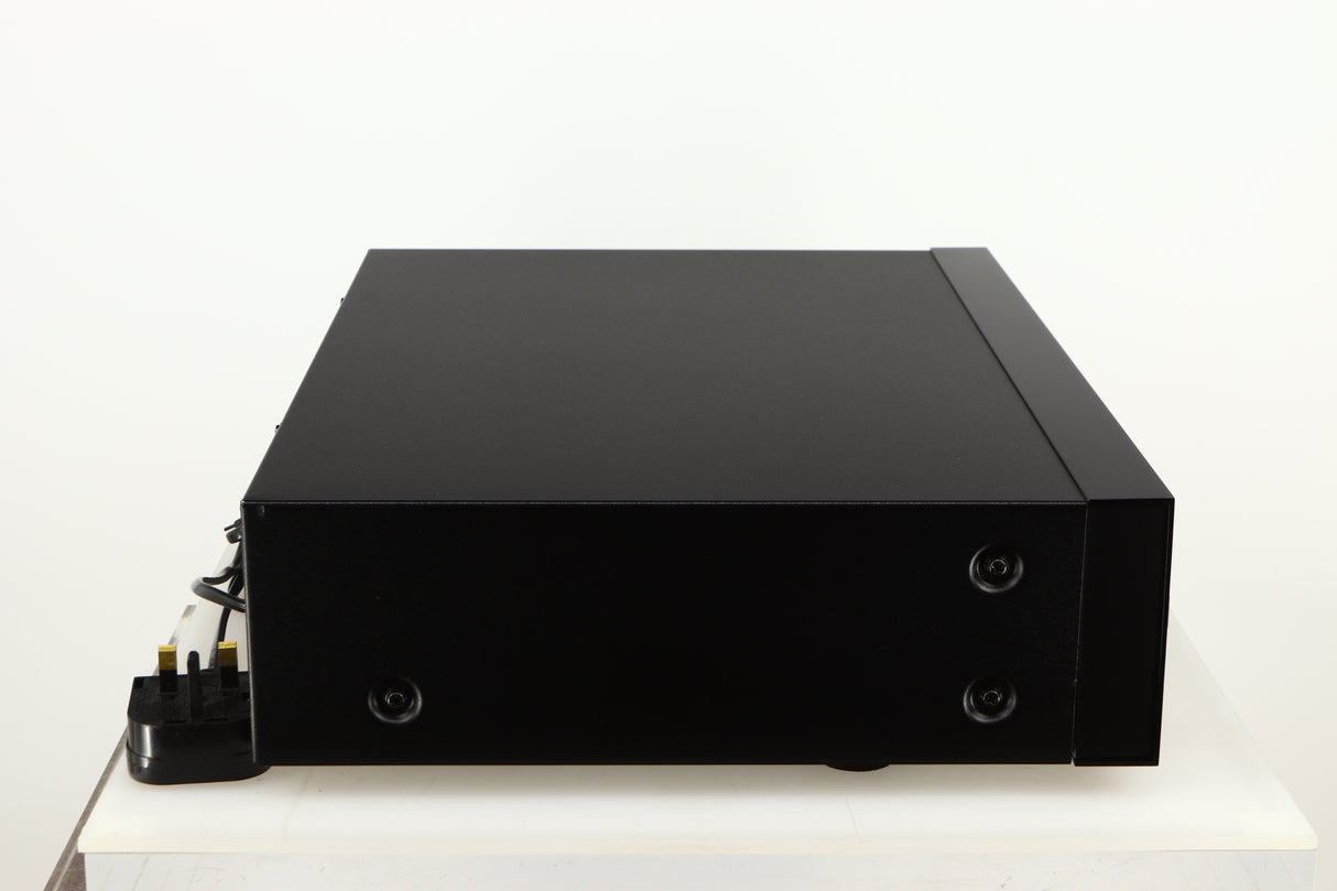Left side view of a used Nakamichi DR-10 Cassette Deck in a black finish