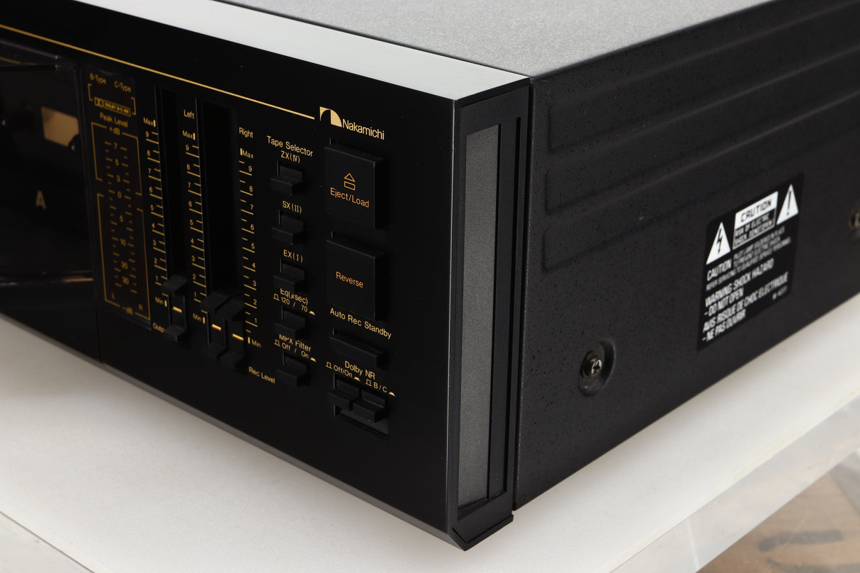 Front right corner view of a used Nakamichi RX-202E Cassette Deck
