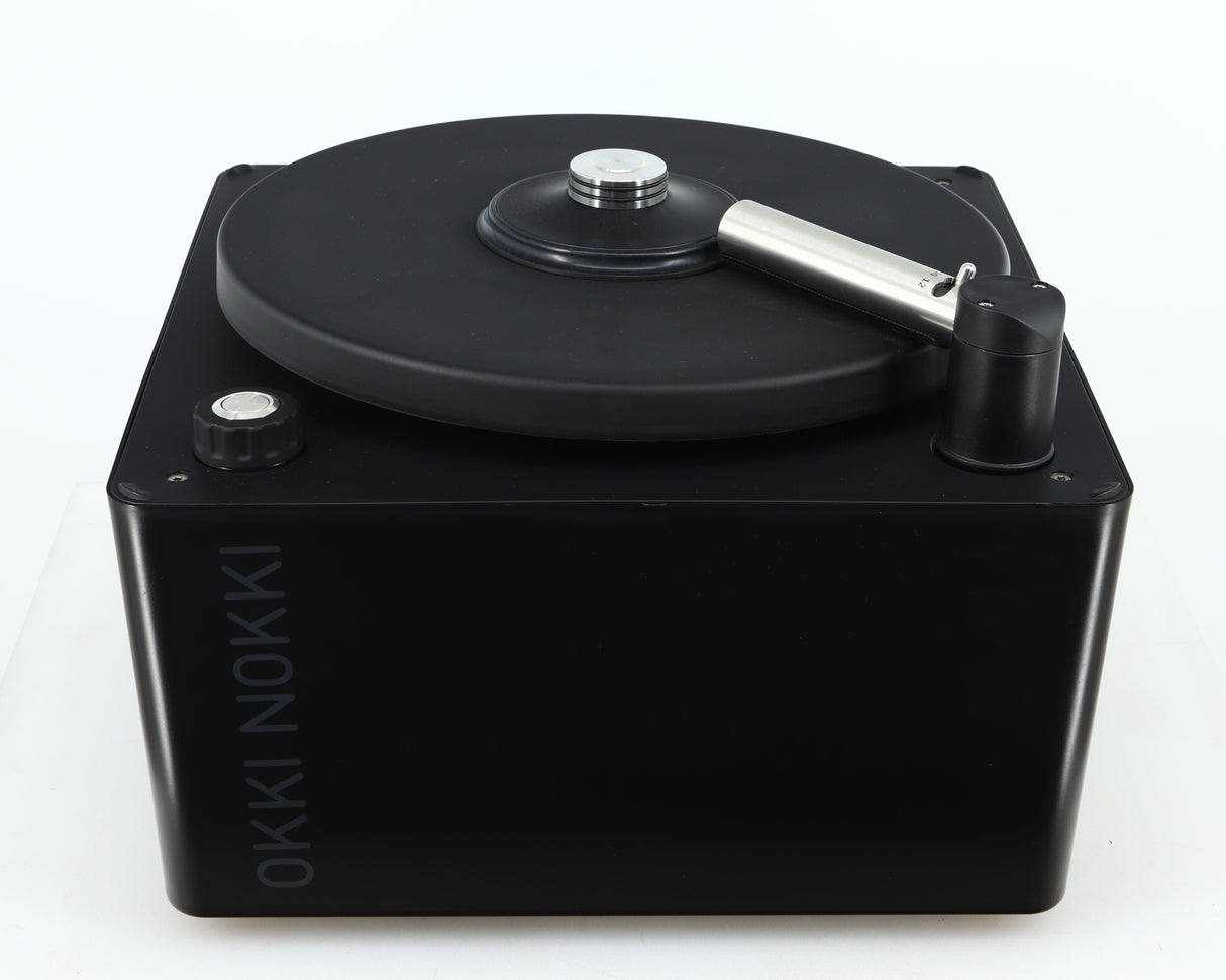 Top of a used Okki Nokki One Record Cleaning Machine in a black finish