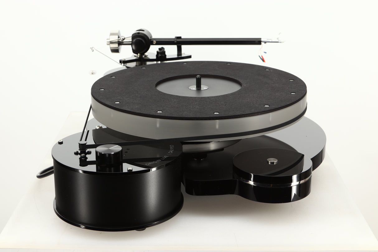 Side view of a used Origin Live Calypso Mk5 Turntable with Encounter MK5 Tonearm