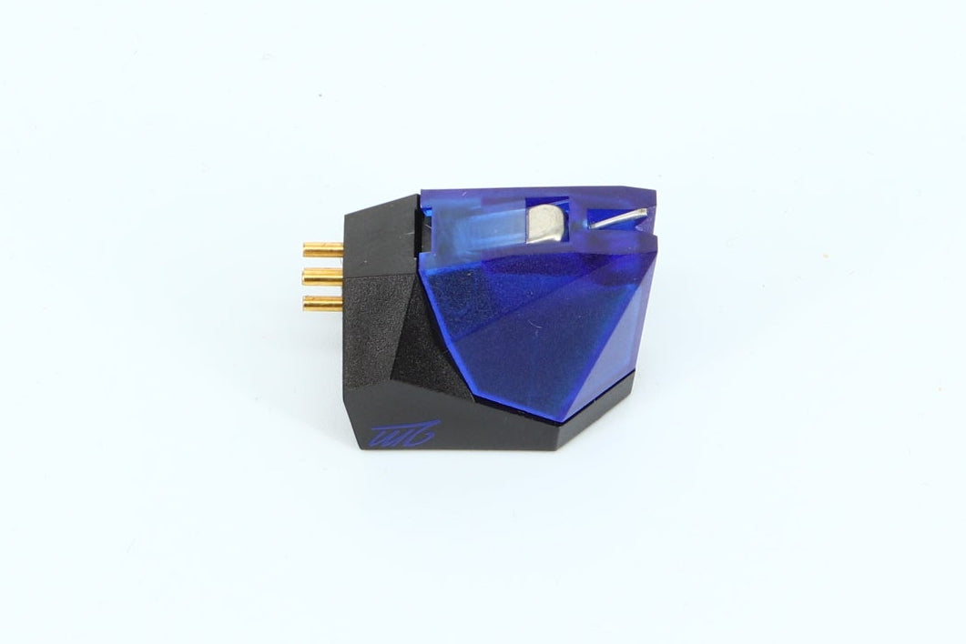 Left side view of a used Ortofon 2M Blue MM Cartridge