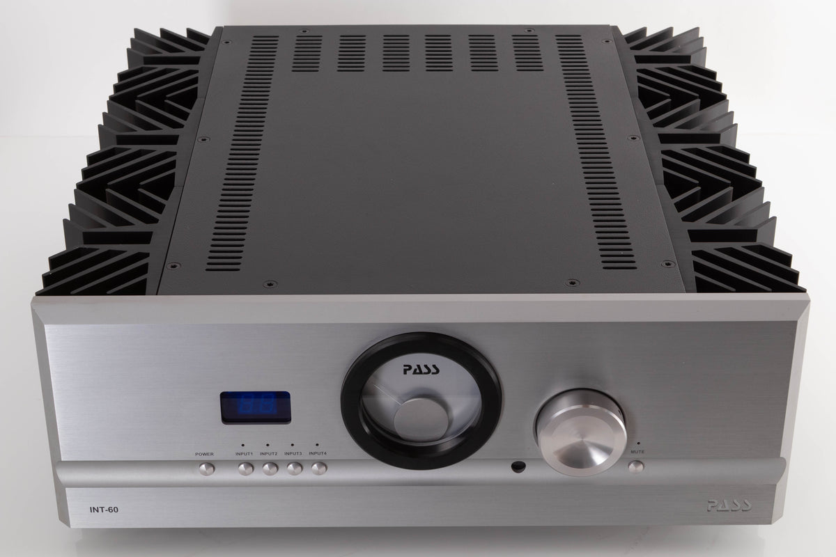 Top view of a used PASS Labs INT-60 Integrated Amplifier in Silver