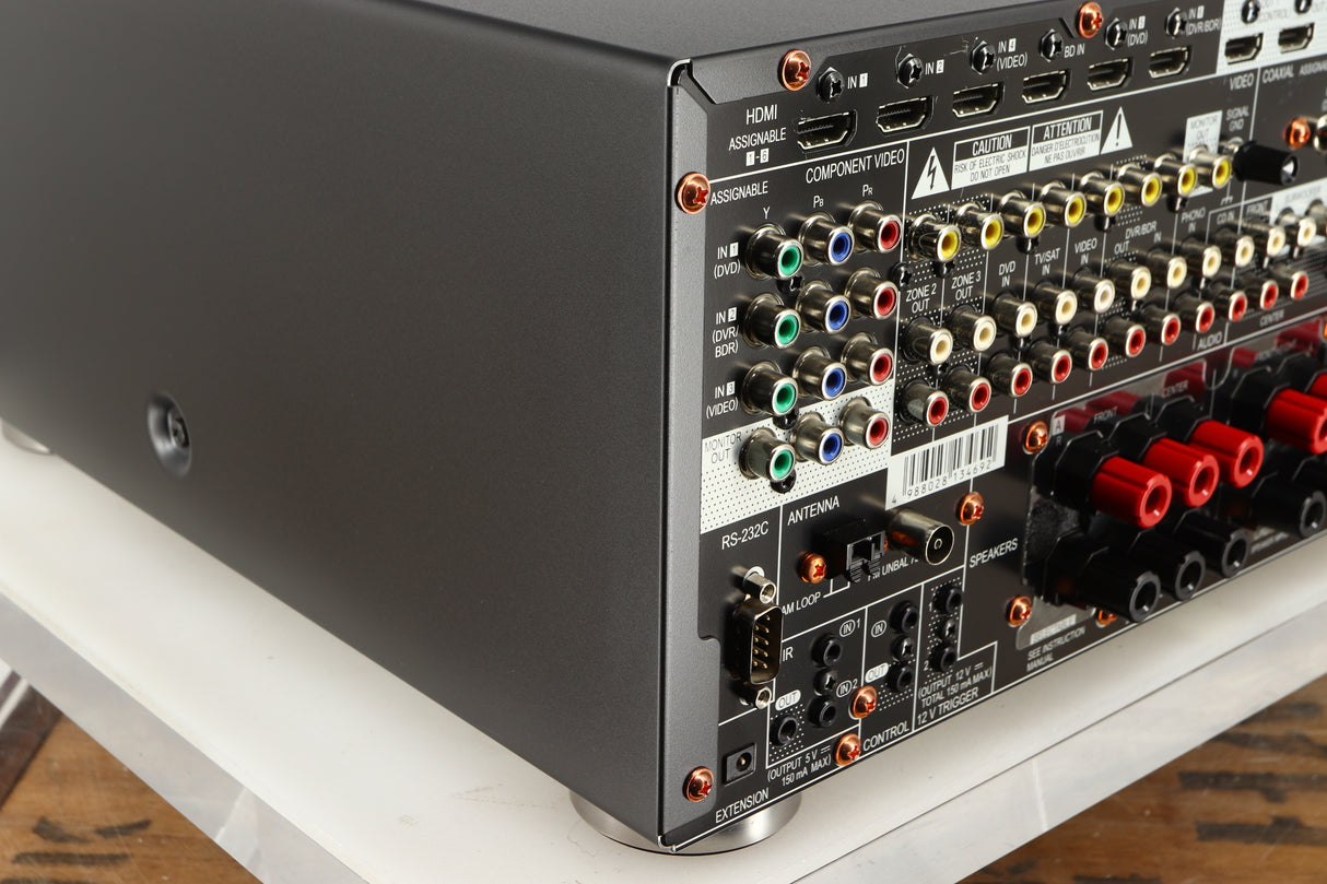Rear right corner of a used Pioneer SC-LX75 AV Receiver in a black finish
