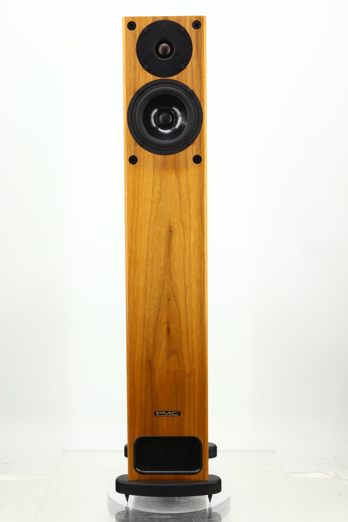 Front view of a PMC GB1 Floorstanding Speaker in a oak finish