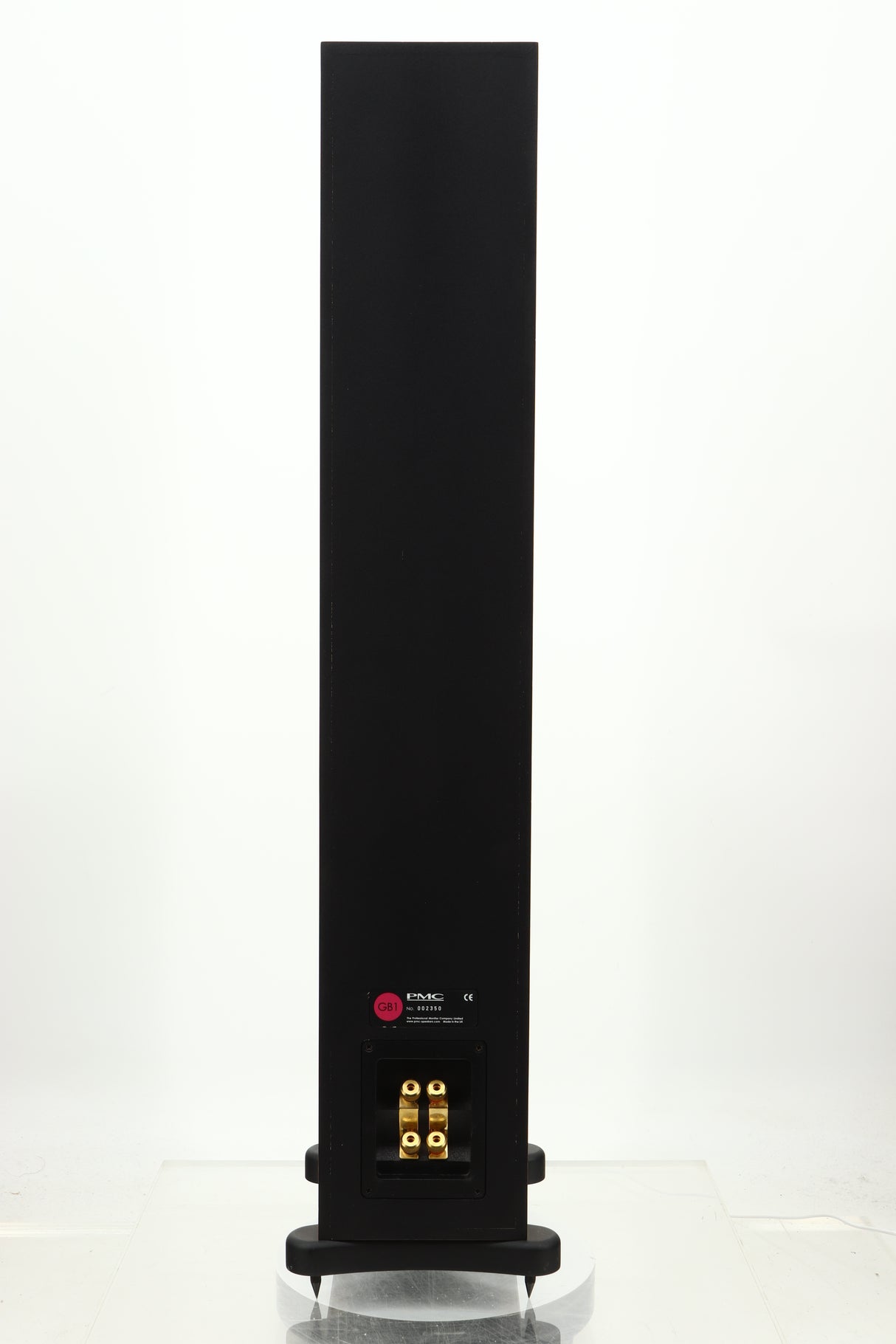 Rear view of a PMC GB1 Floorstanding Speaker in a oak finish