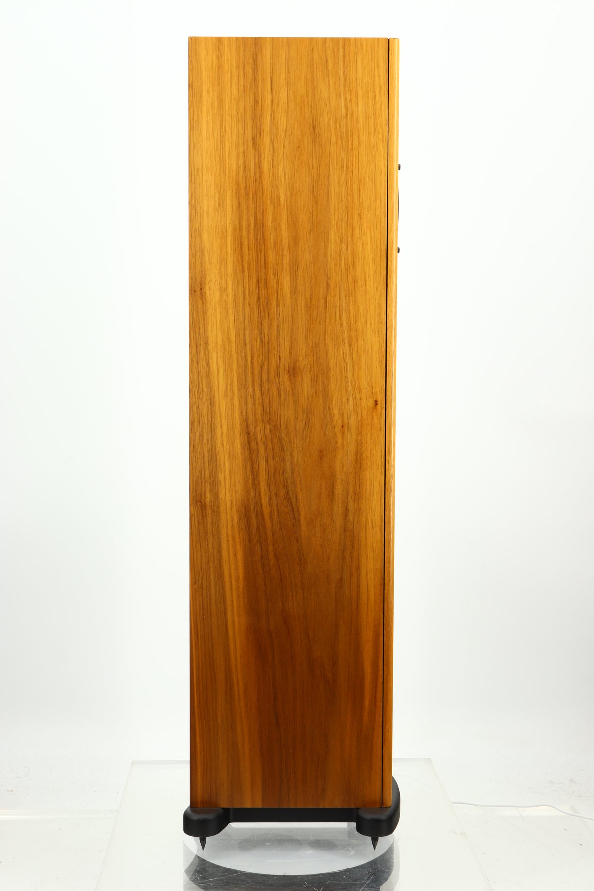 Left side view of a PMC GB1 Floorstanding Speaker in a oak finish