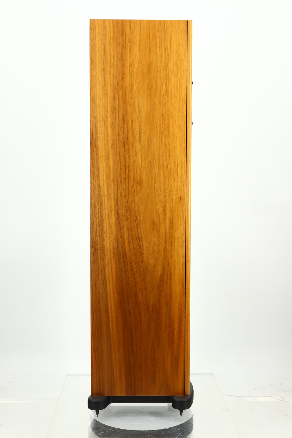 Left side view of a PMC GB1 Floorstanding Speaker in a oak finish