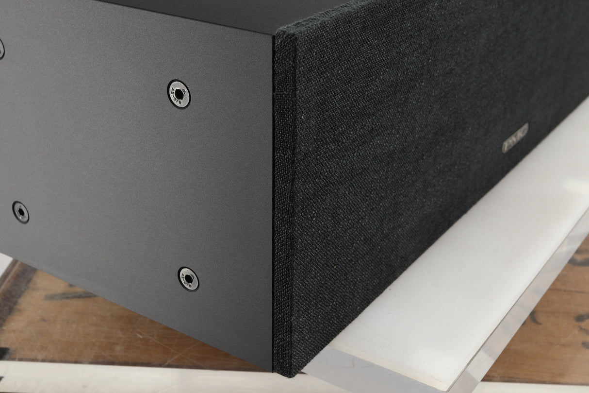 Front left corner of a used PMC ProphecyC Centre Speaker in a walnut finish