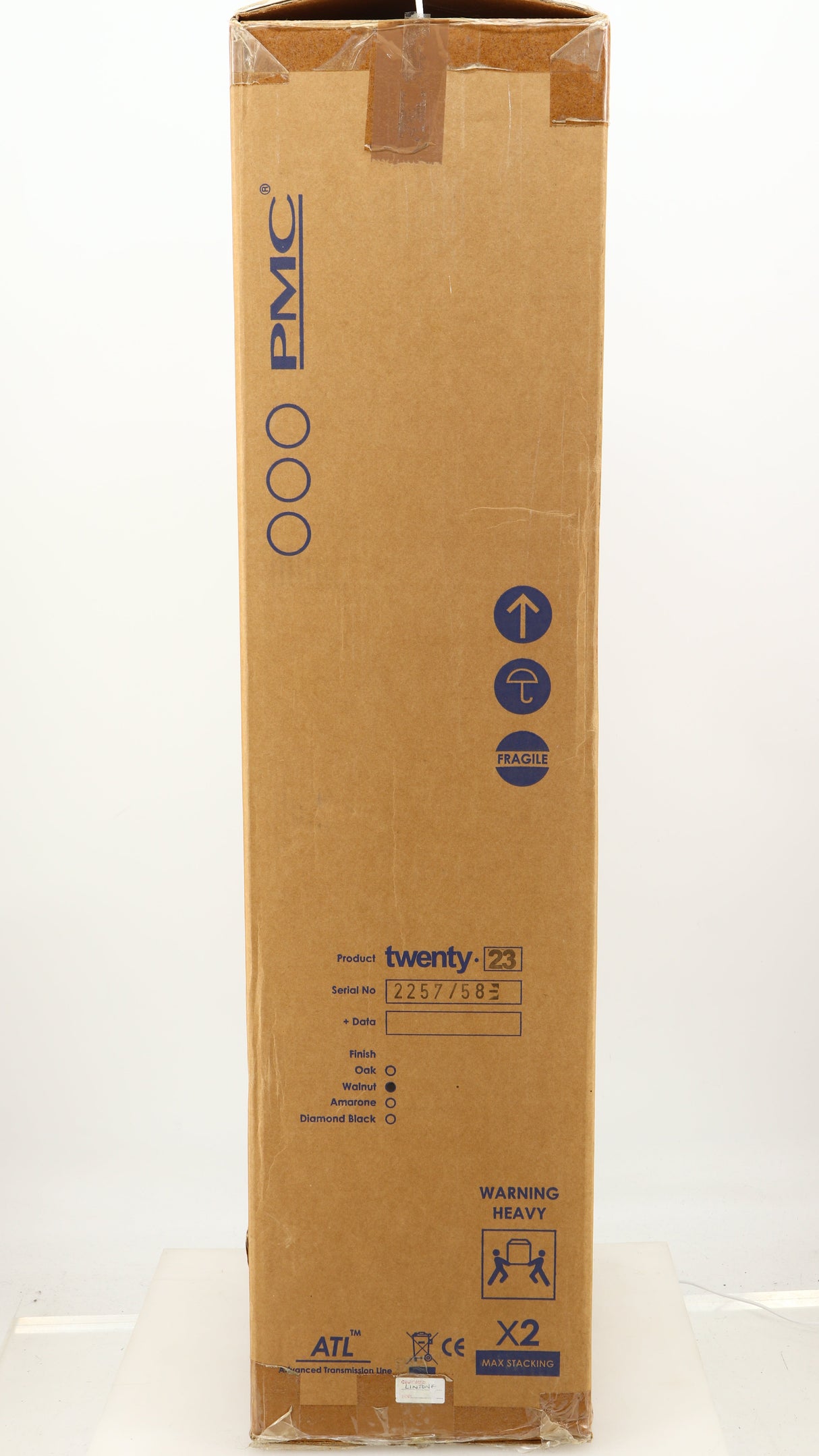Box for a used PMC Twenty 23 Floorstanding Speaker in a walnut finish