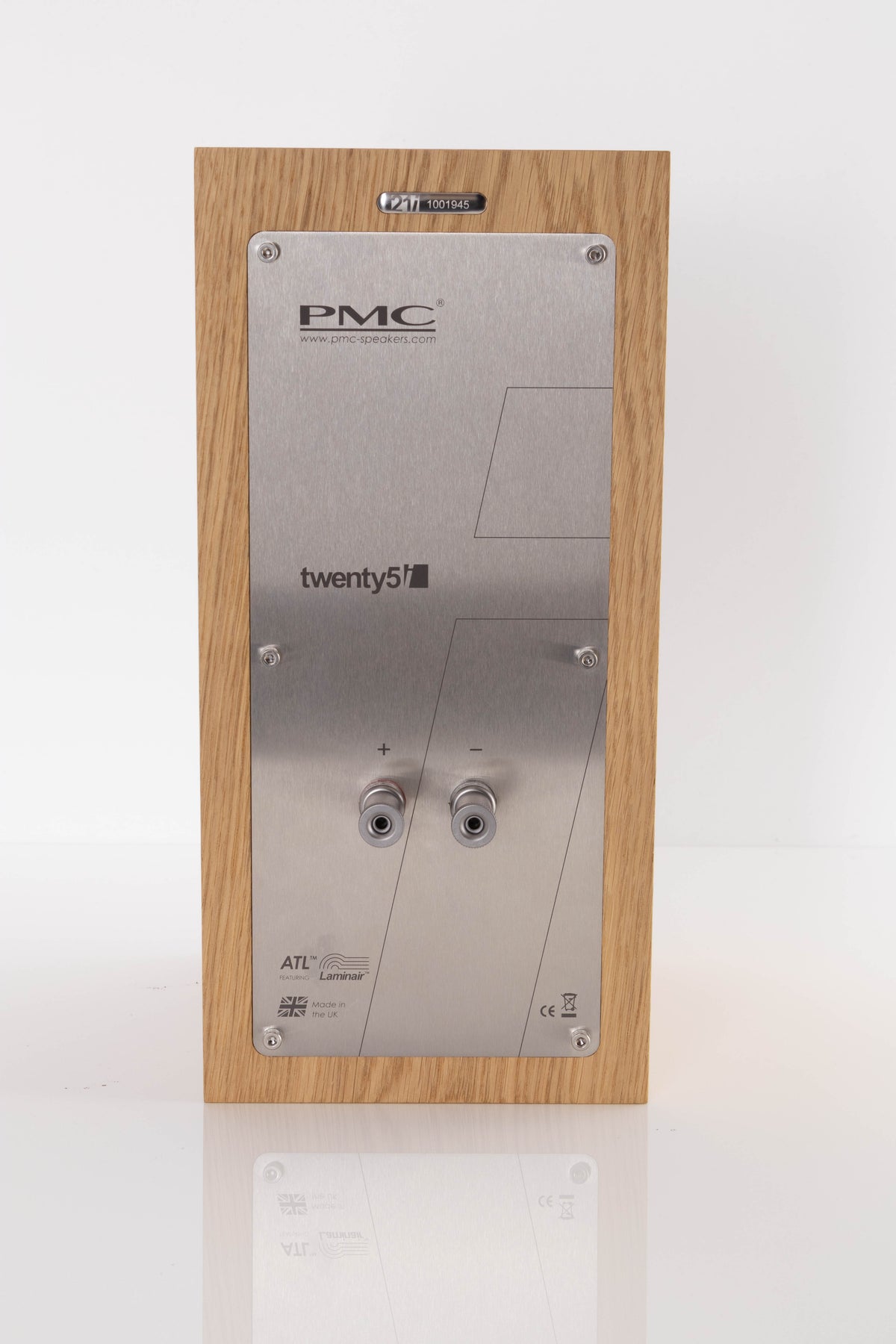 Rear view of a used PMC Twenty5 21i Standmount Speakers in Oak finish