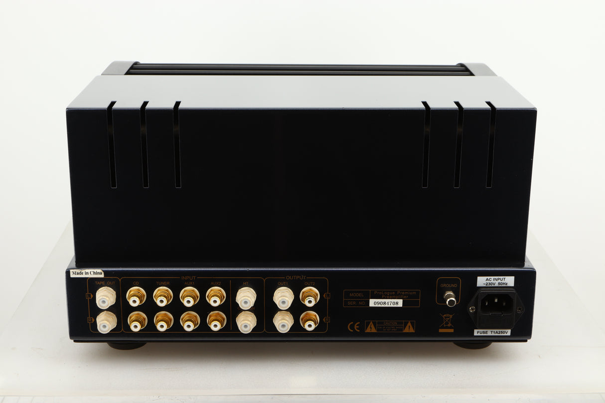 Rear view of a used PrimaLuna Prologue Premium Pre Amplifier in Black finish