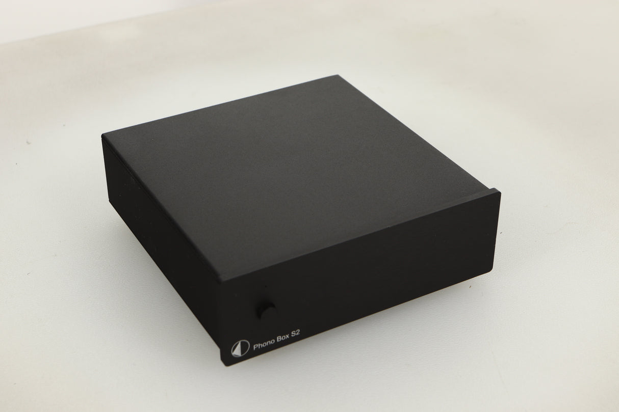Close up view of a used Pro-Ject Phonobox S2 Phonostage in Black finish
