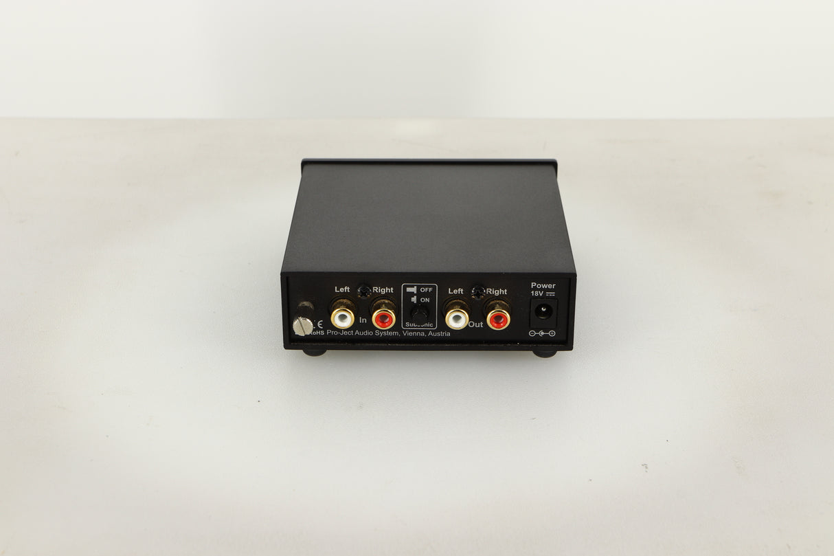 Rear view of a used Pro-Ject Phonobox S2 Phonostage in Black finish
