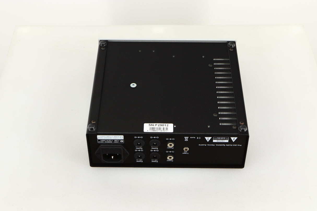 Bottom view of a used Pro-Ject Power Box DS Sources Power Supply in Silver finish