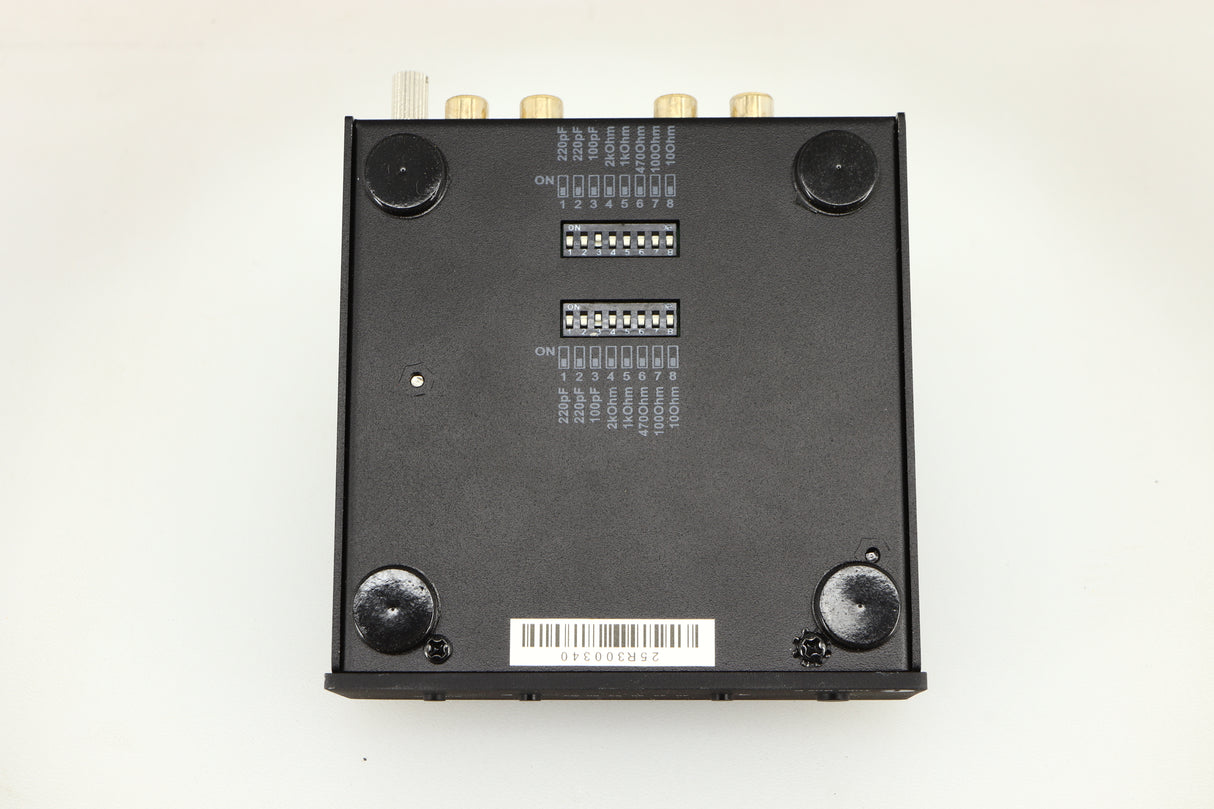 Bottom view of a used Pro-Ject Tube Box E Phonostage in Black finish