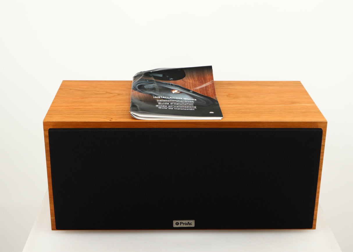 Top of a used ProAc Centre Voice Speaker in a cherry finish showing Manual