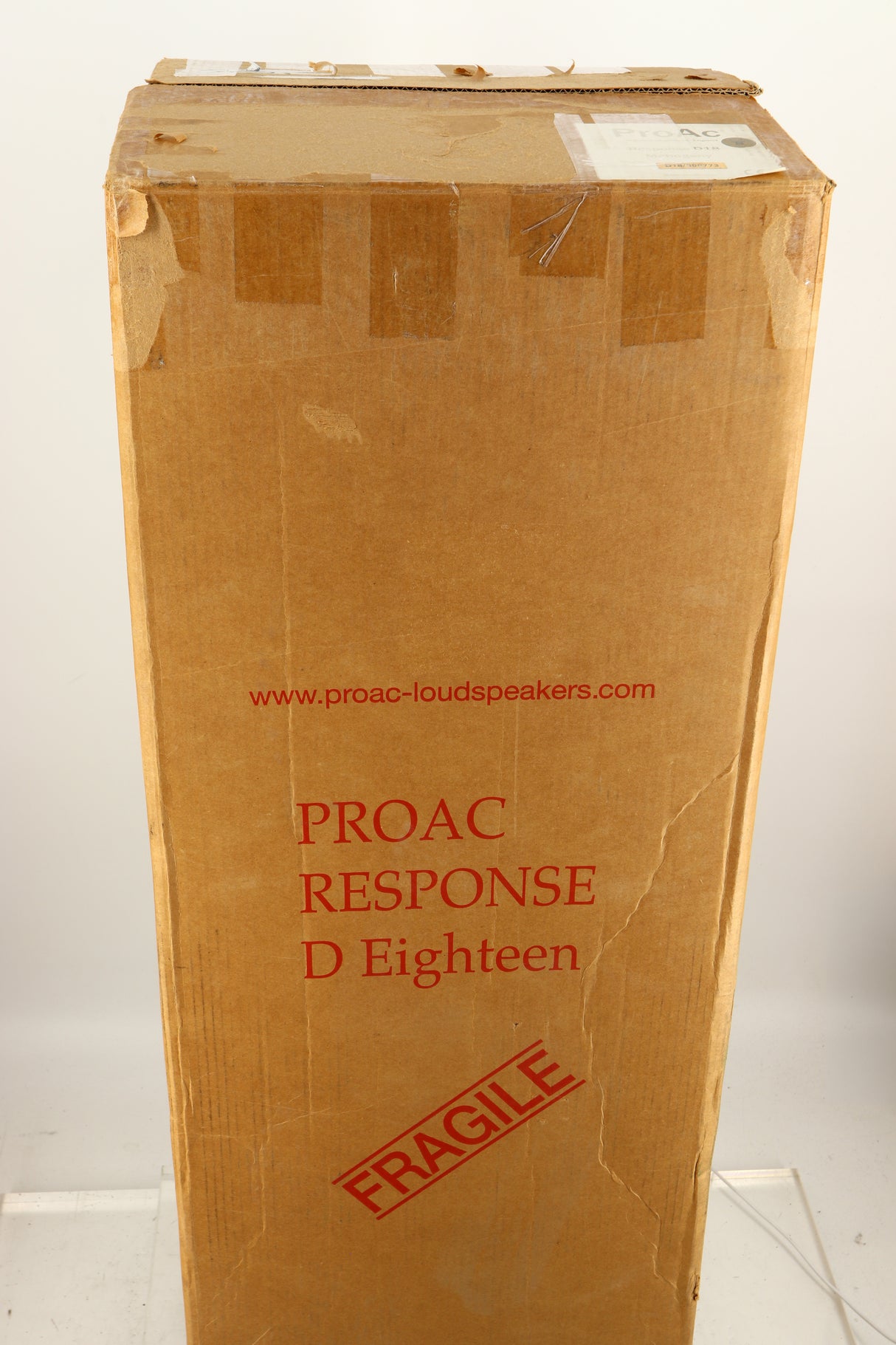 Box for a used Proac Response D18 Floorstanding Speaker in a mahogany finish