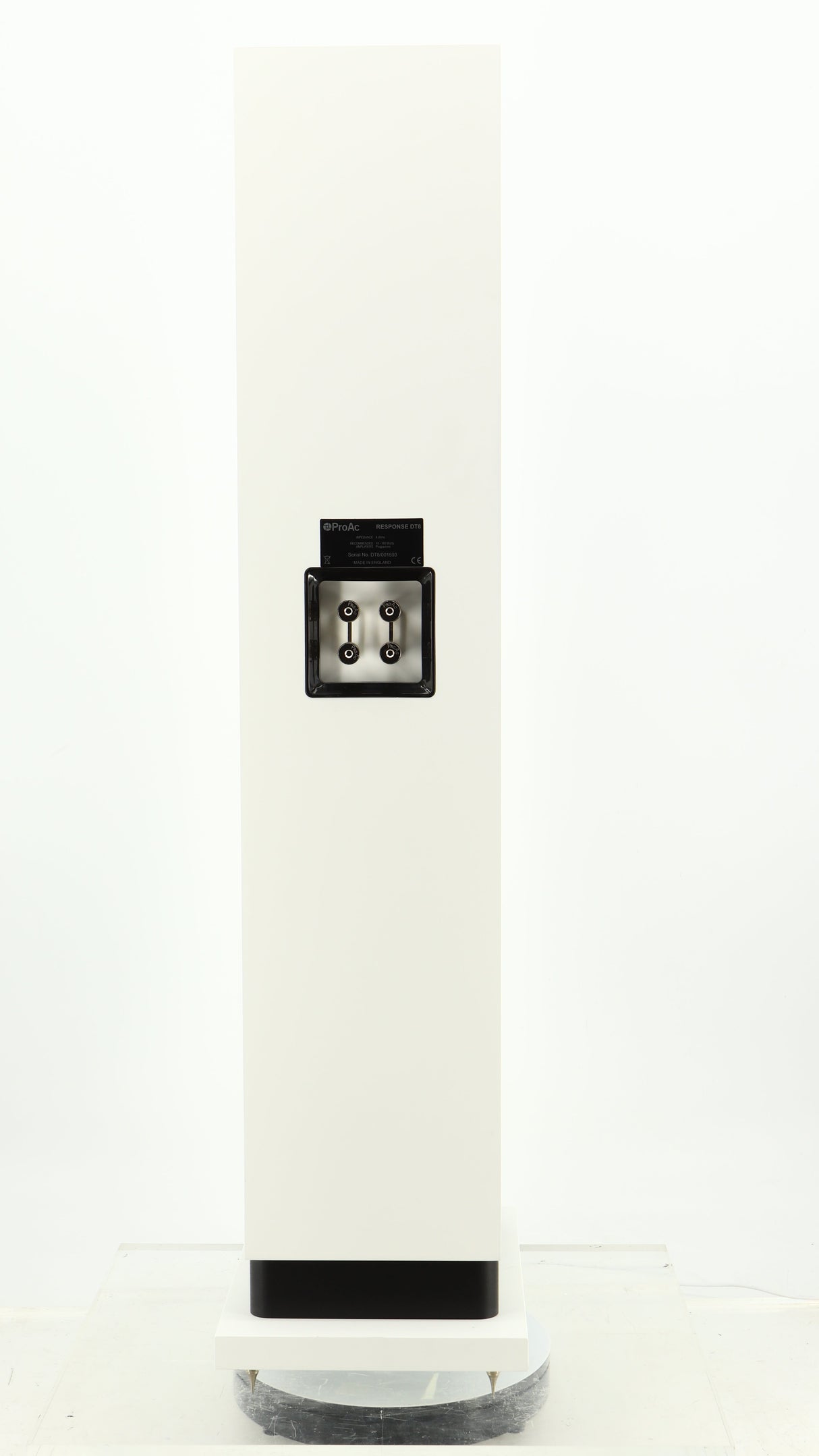 Rear view of a used Proac Response DT8 Floorstanding Speaker in a white finish