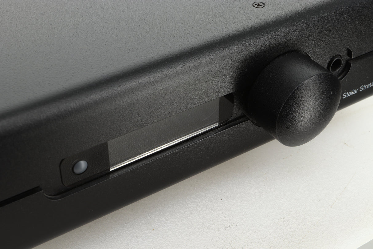 Close up view of a used PS Audio Stellar Strata Mk1 Integrated Amplifier in black finish showing the display