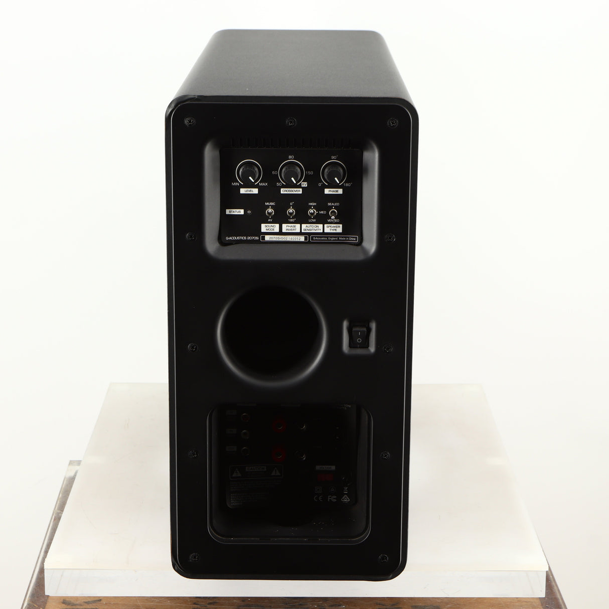 Rear view of a used Q Acoustics 2070si Subwoofer in a black finish