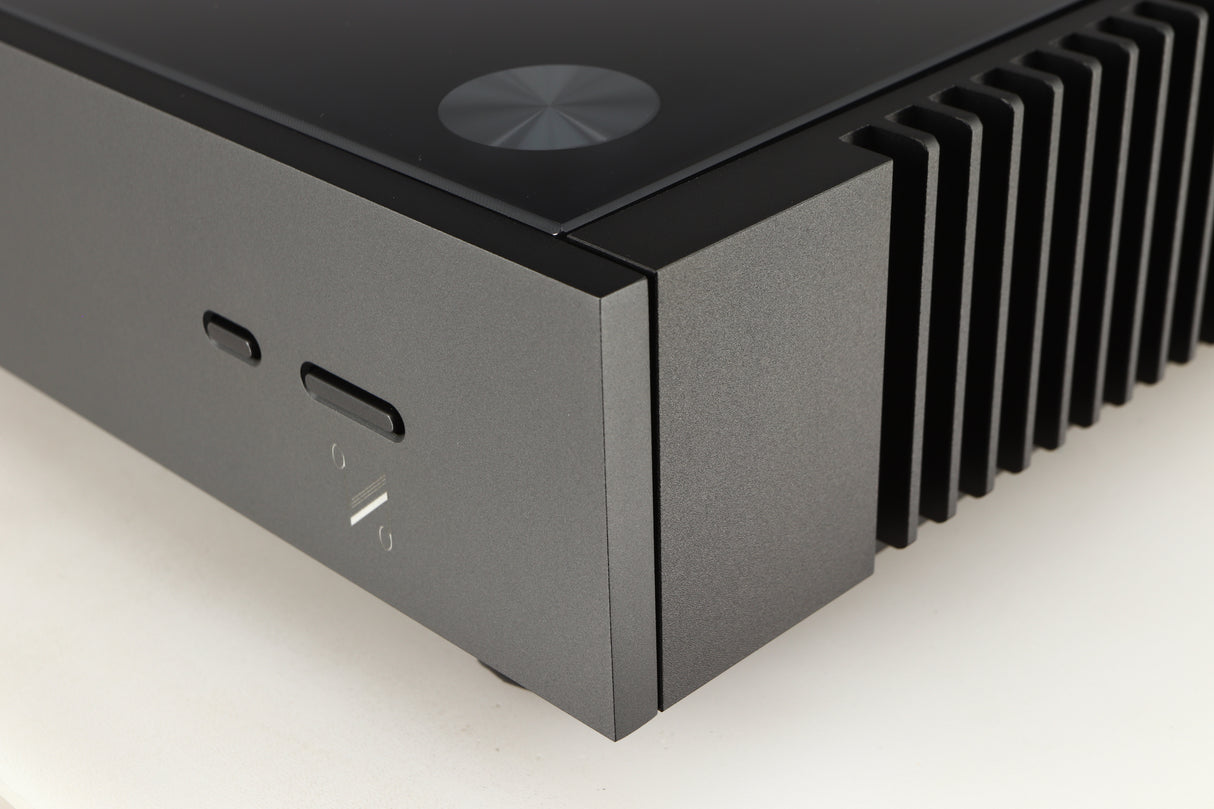 Front right corner of a used Quad Artera Pre Amplifier in a black finish