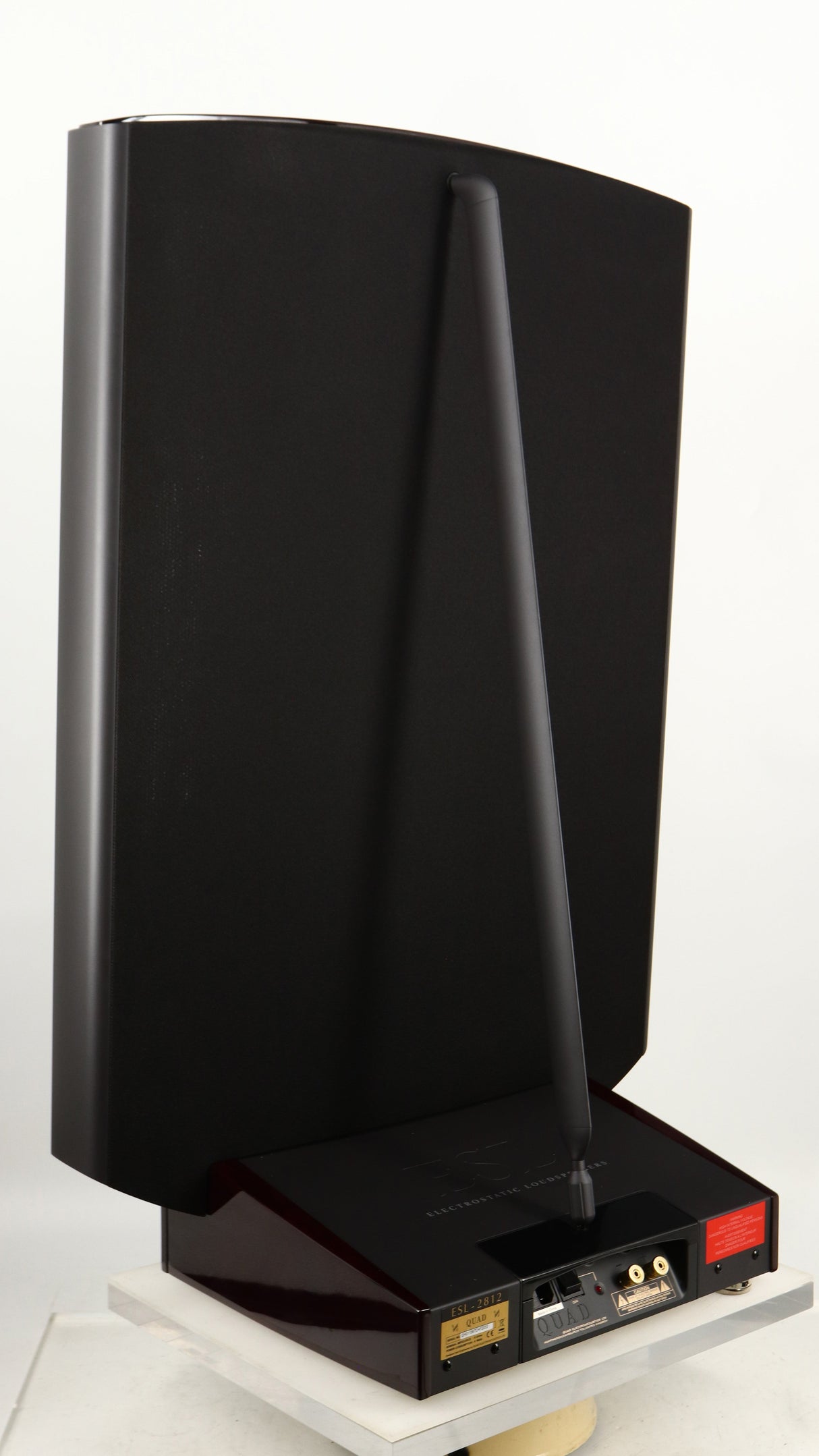 Rear right corner of a used Quad ESL-2812 Floorstanding Speaker in a black finish