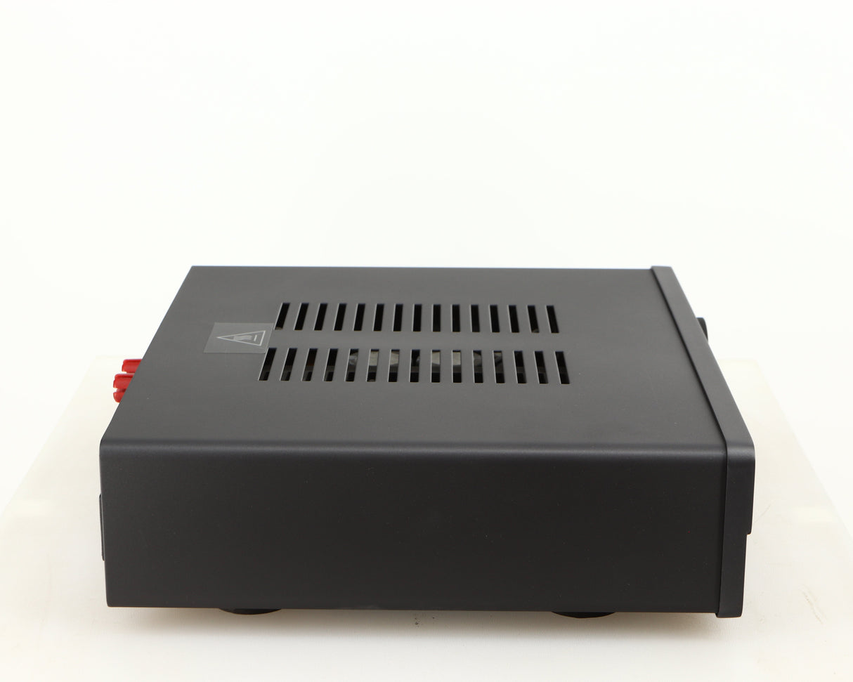Left side view of a used Quad Vena II Integrated Amplifier in a lancaster grey finish