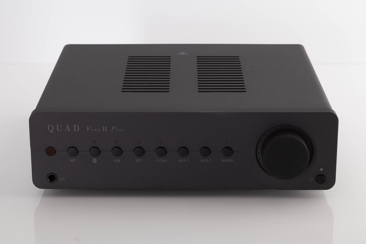 Front view of a used Quad Vena II Play Integrated Amplifier in Lancaster Grey