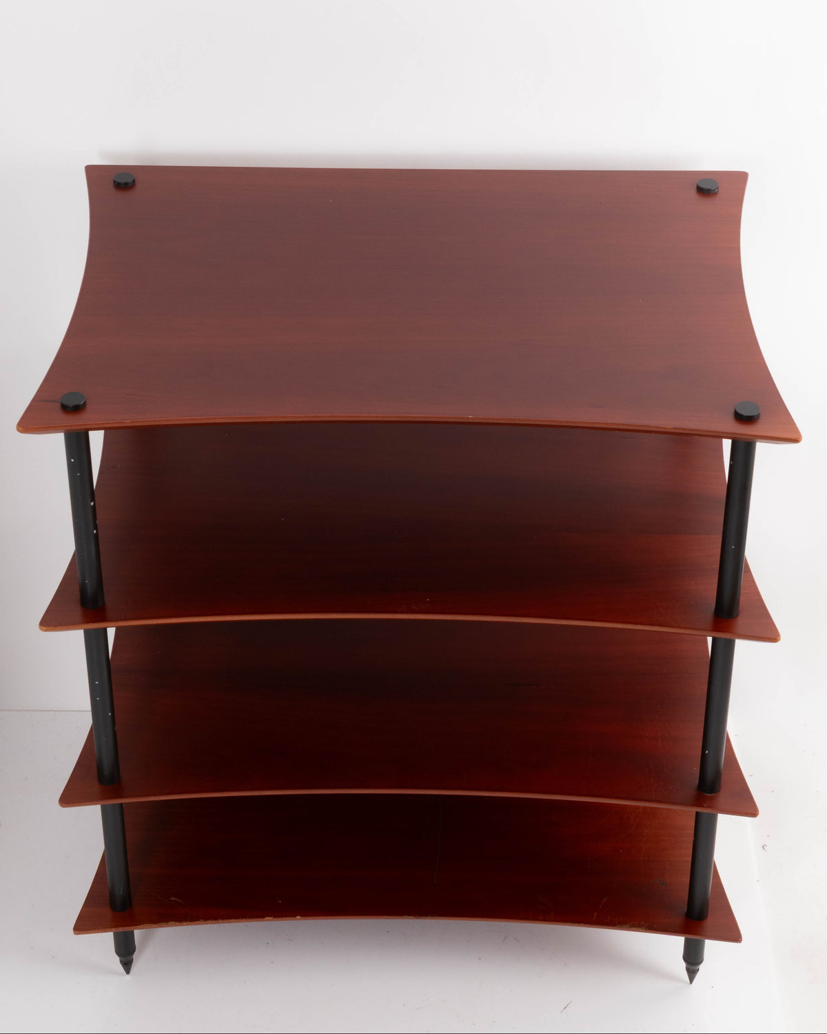 Top of a used Quadraspire 4 Shelf Hifi Stand in a Dark Cherry / Black finish