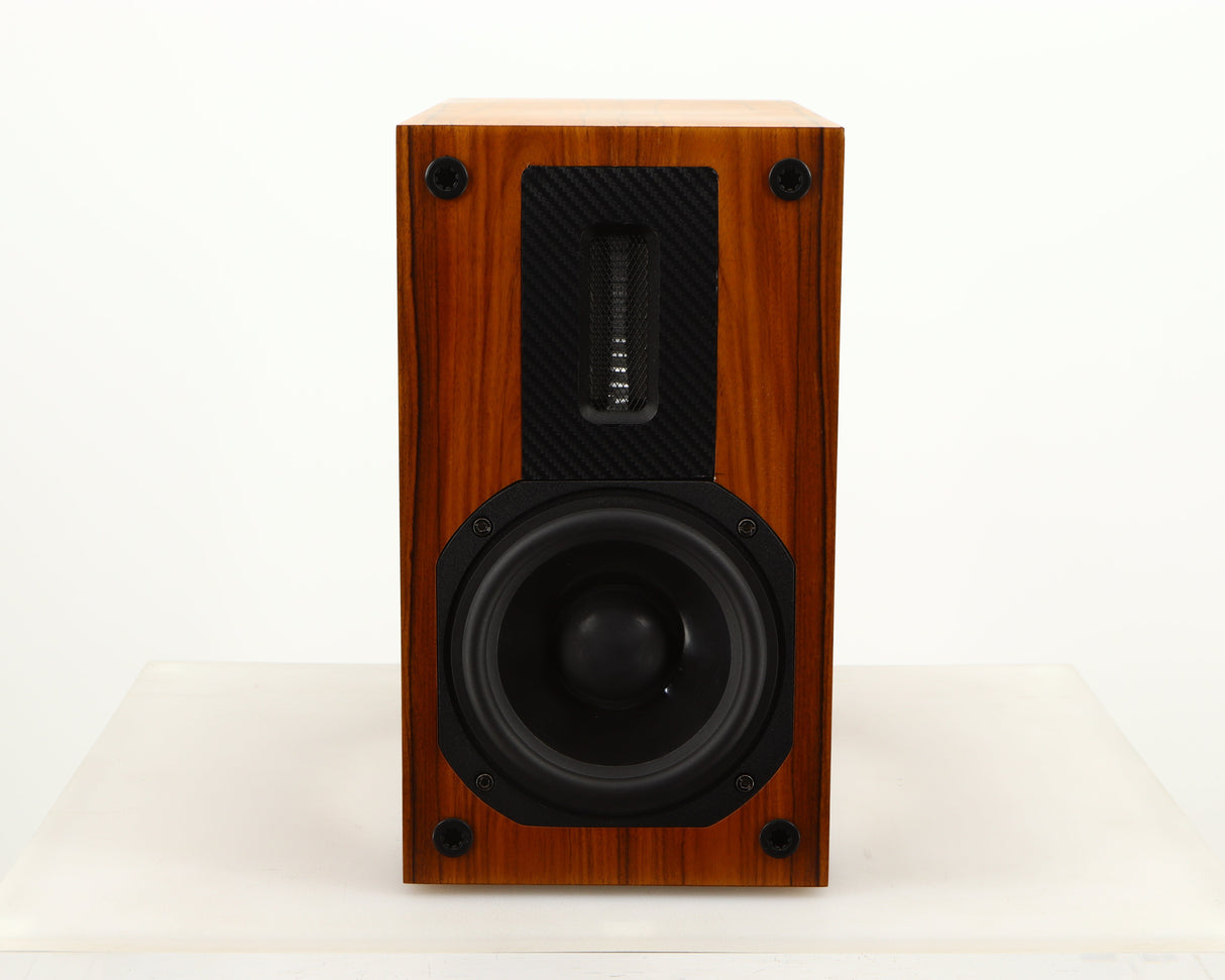 Front view of a used Red Rose Music Spirit Ribbon Standmount Speaker in a rosewood finish