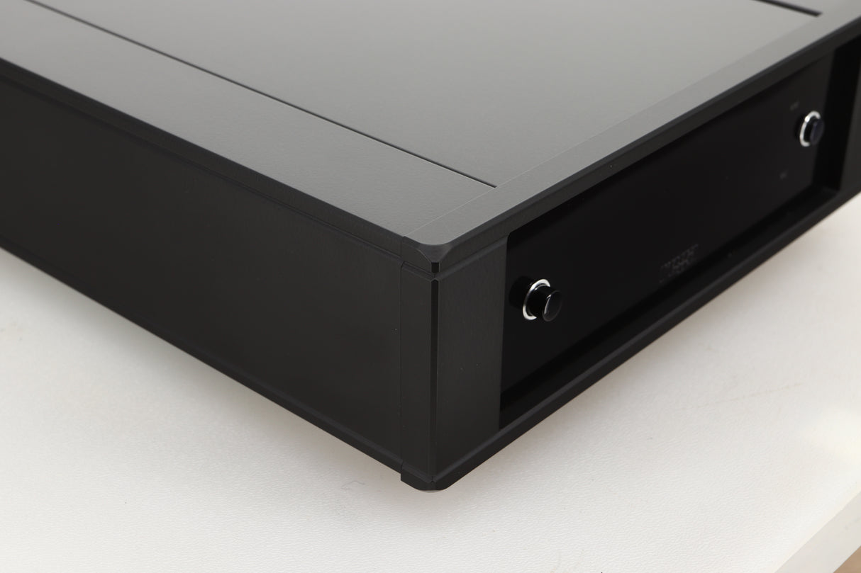 Front left corner of a used Rega Aria MK3 Phonostage in a black finish