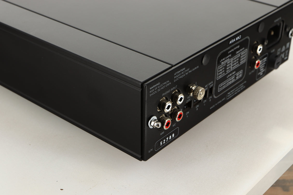 Rear left corner view of a used Rega Aria Mk3 Phonostage