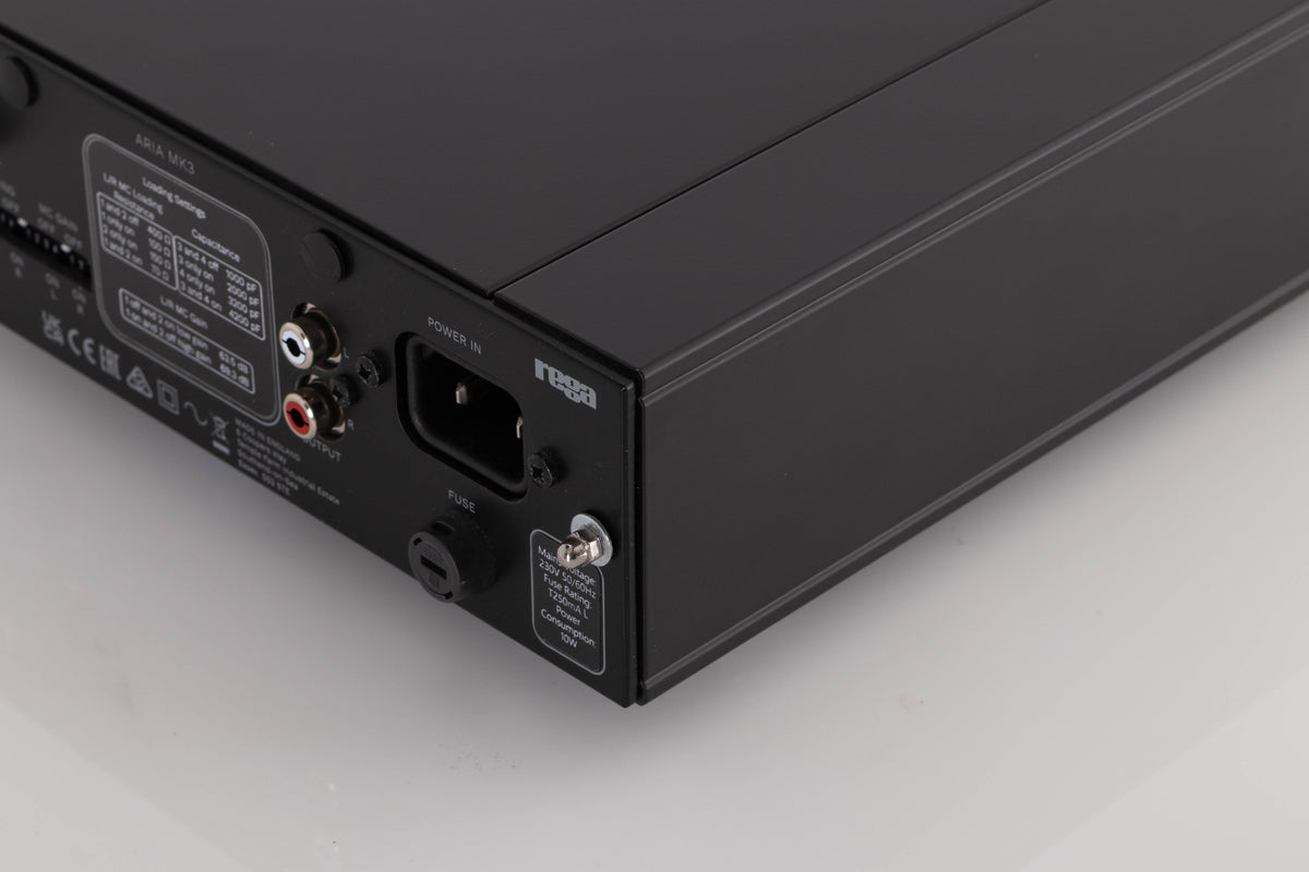 Rear right corner view of a used Rega Aria MK3 Phonostage