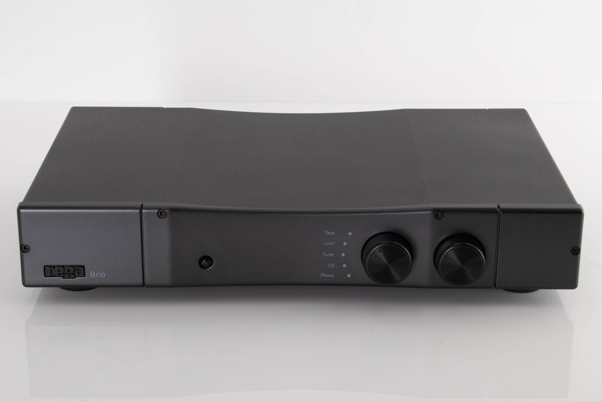 Front view of a used Rega Brio Integrated Amplifier in a Black finish