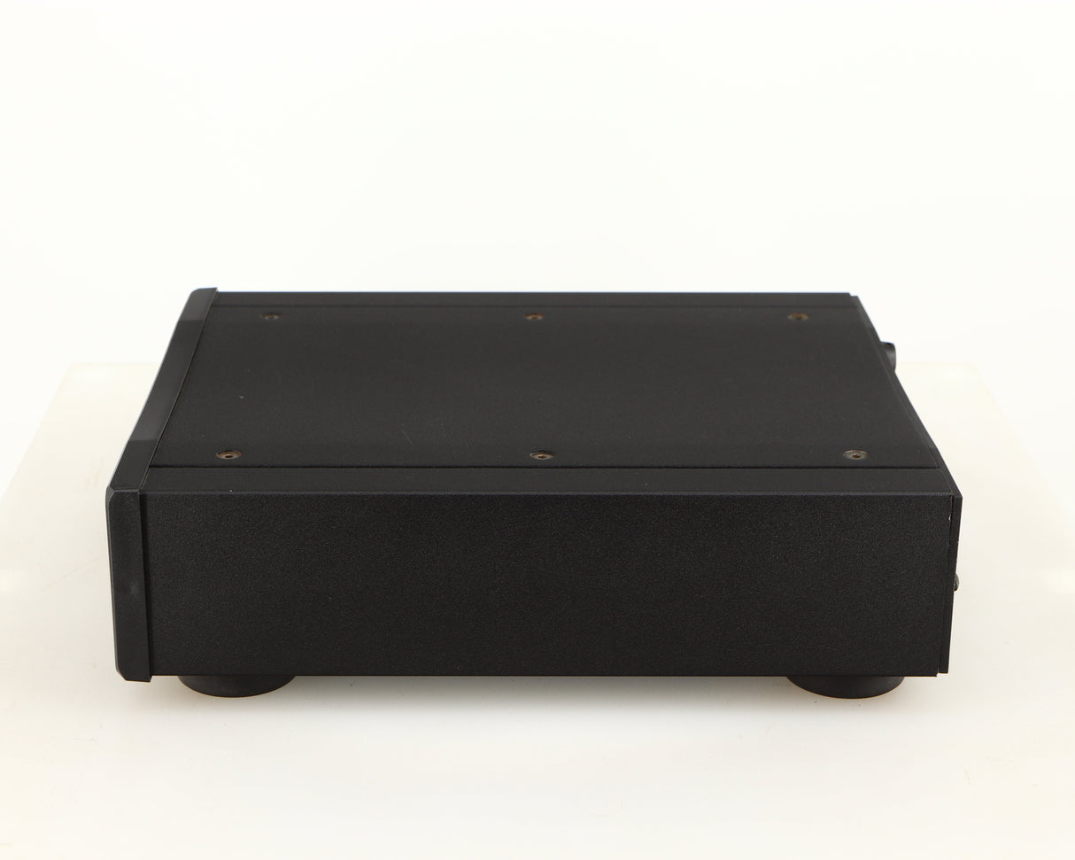 Right side view of a used Rega DAC Digital Analogue Converter in a black finish