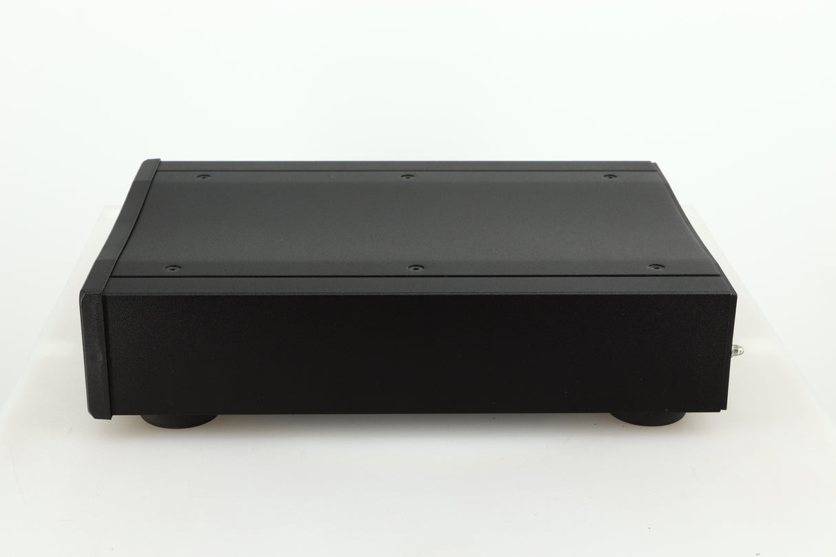 Right side view of a used Rega DAC-R Digital Analogue Converter in a black finish