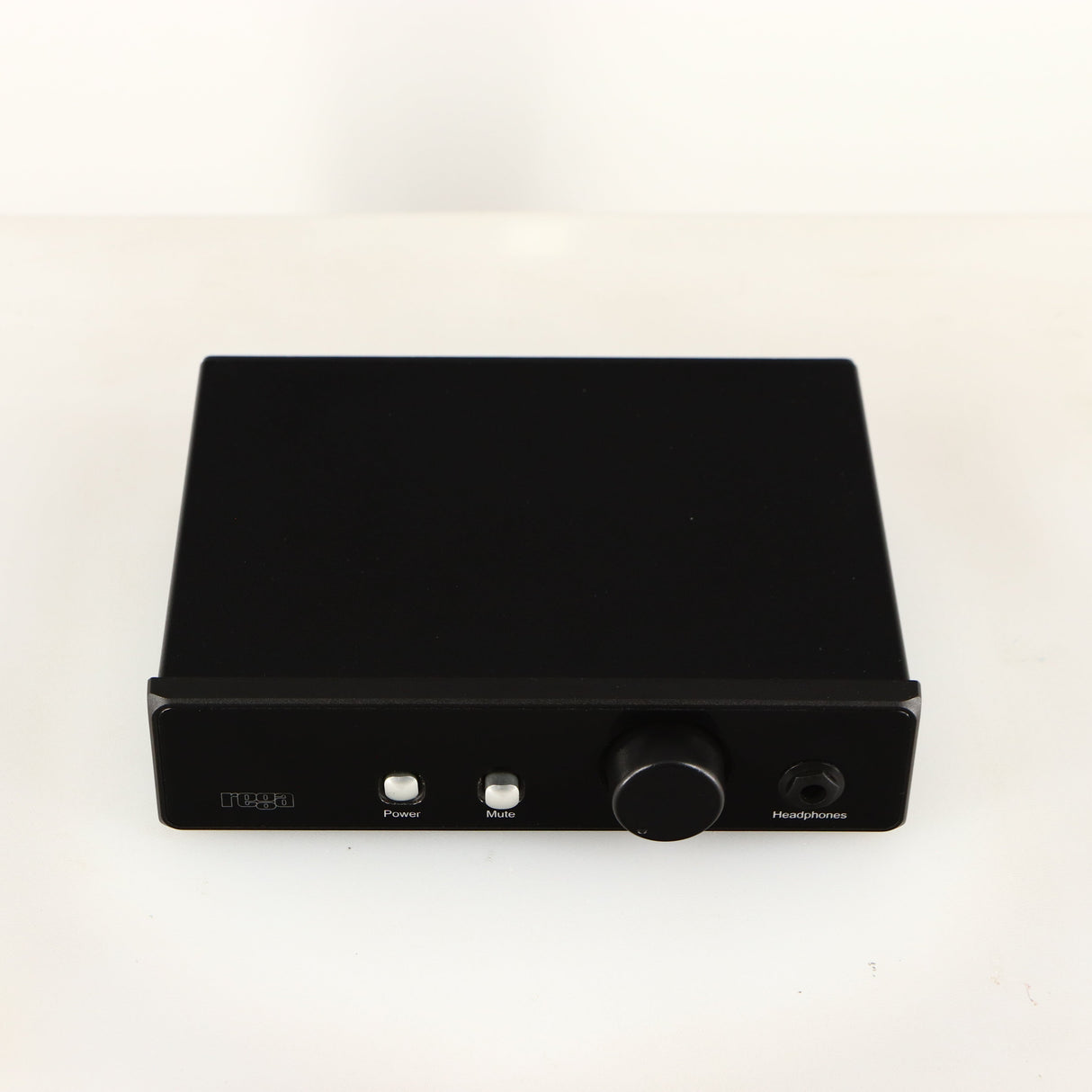 Top of a used Rega EAR Headphone Amplifier in a black finish