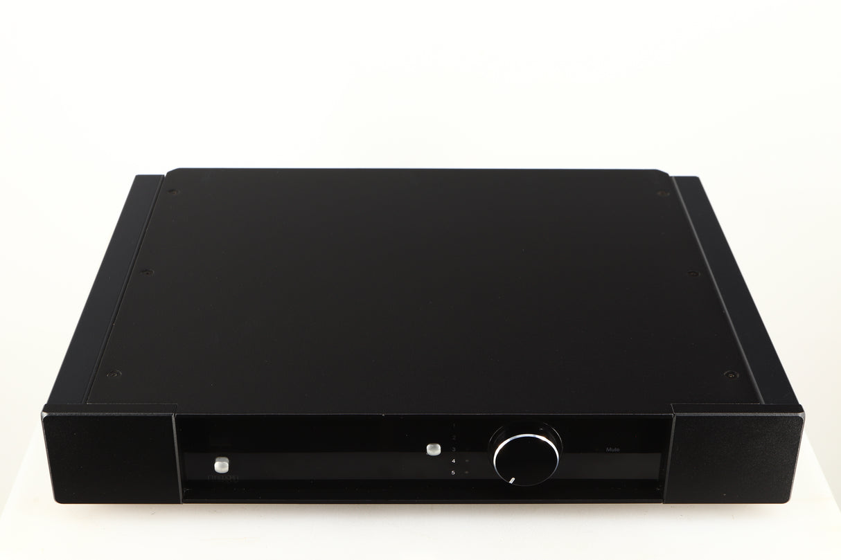 Top of a used Rega Elex-R Integrated Amplifier in a black finish