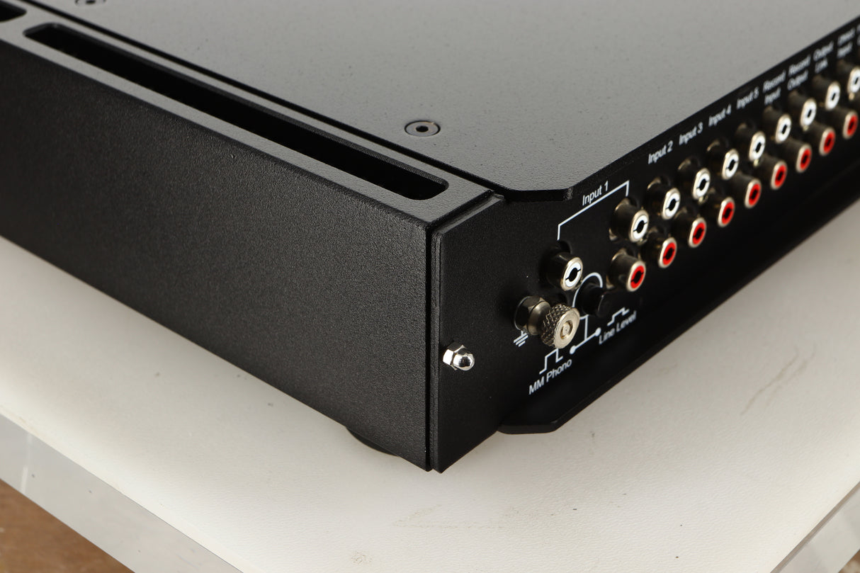 Rear left corner view of a used Rega Elicit-R Integrated Amplifier