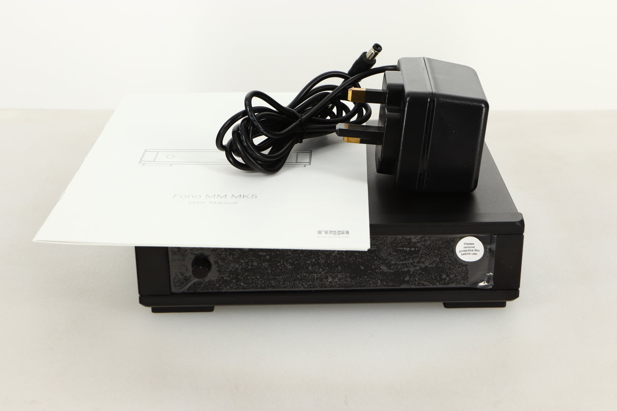 Front view of a used Rega FONO MM Mk5 Phonostage with mains cable and manual