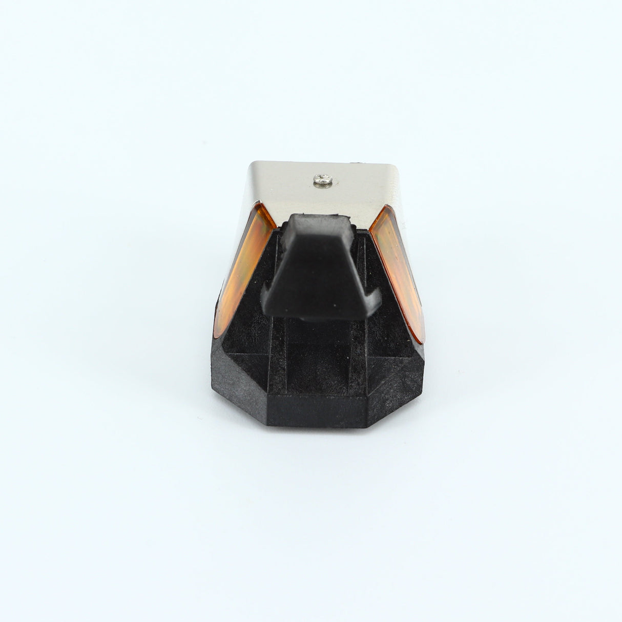 Front view of a used Rega ND9 Moving Magnet Cartridge in a silver finish showing the stylus guard