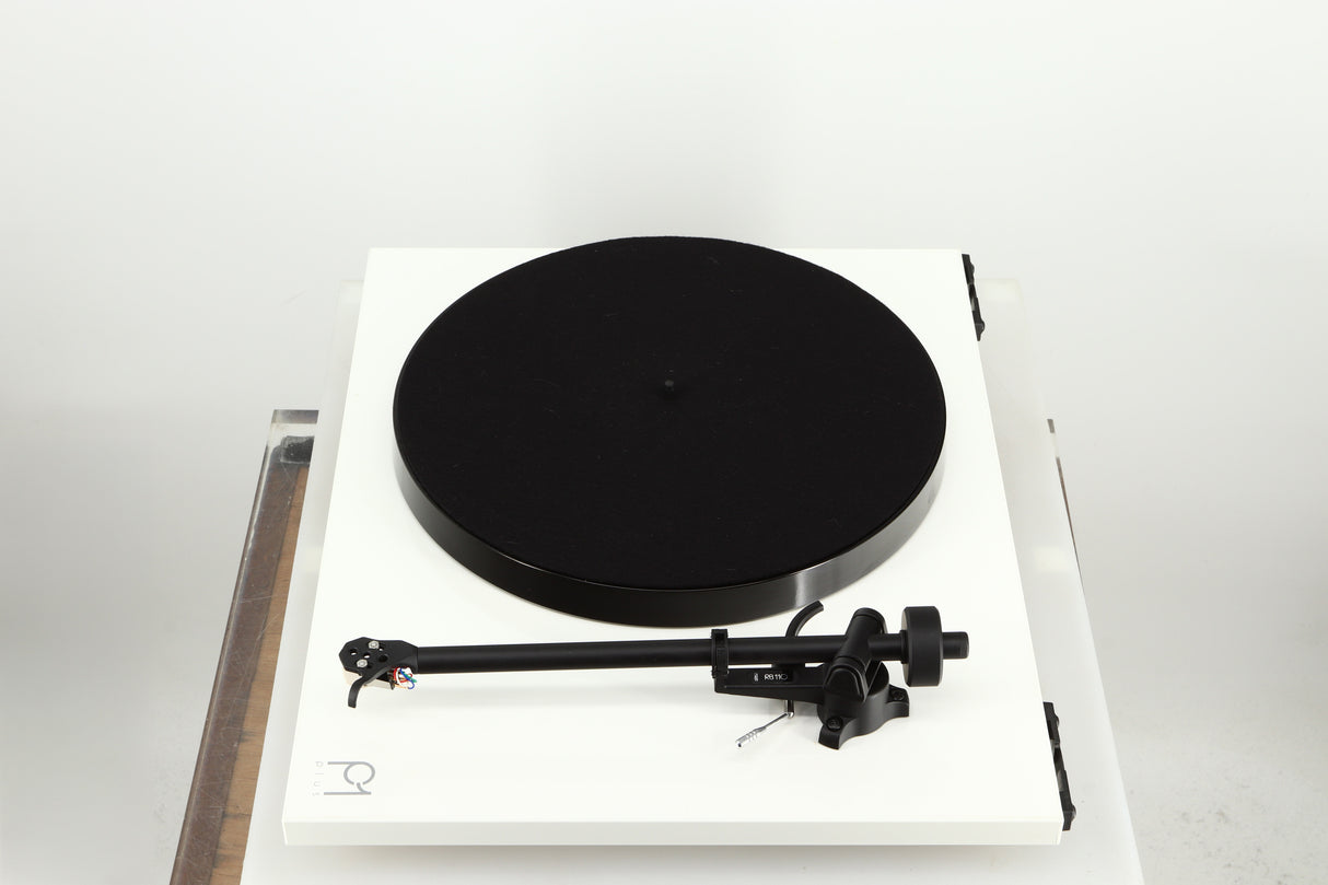 Right side view of a used Rega Planar 1 Plus Turntable in a white finish
