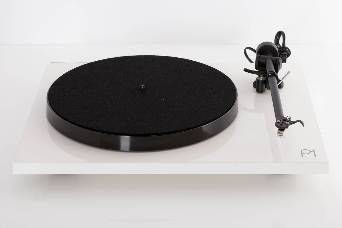 Front view of a used Rega Planar 1 Turntable in a White finish