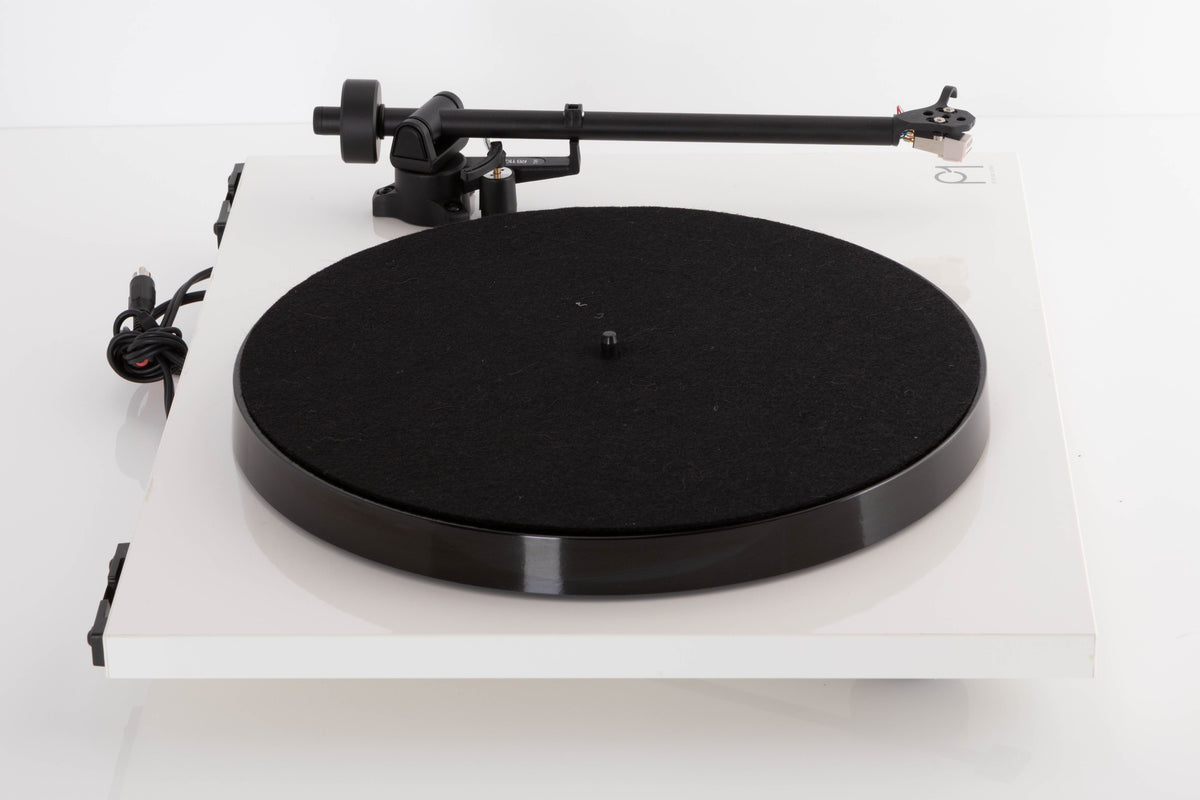 Left side view of a used Rega Planar 1 Turntable in a White finish