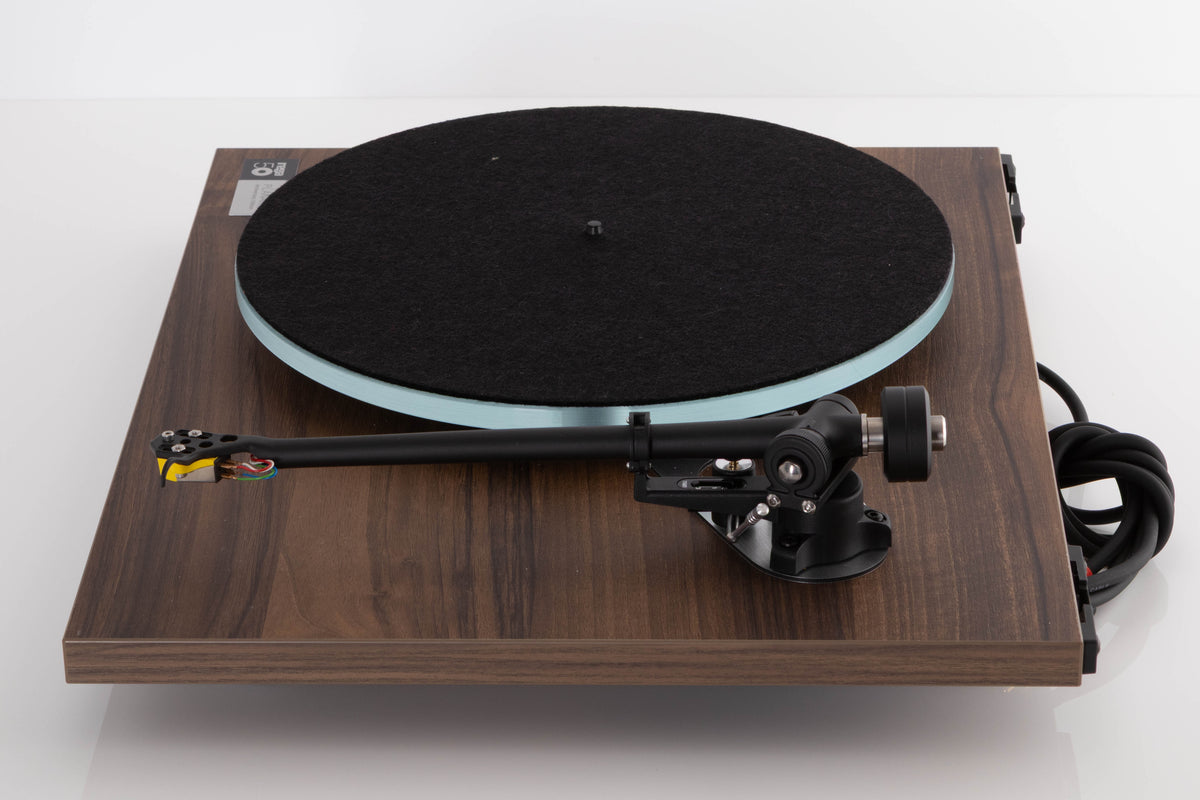 Right side view of a used Rega Planar 3 50th Anniversary Turntable in a Walnut finish
