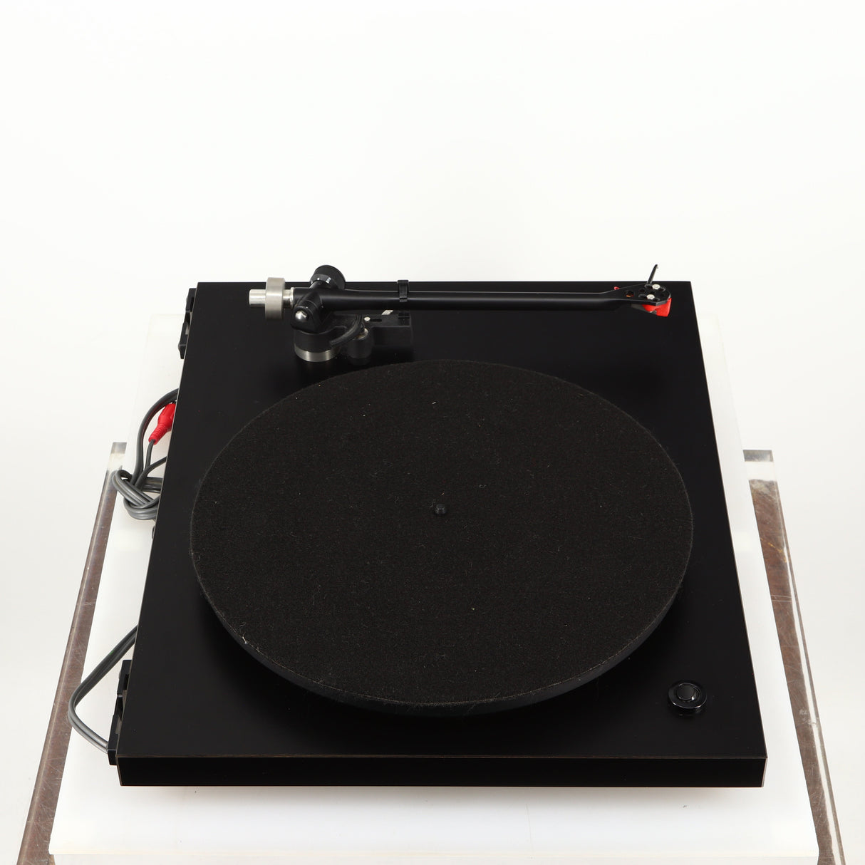 Left side view of a used Rega Planar 3 Turntable 24V Upgraded in a black finish