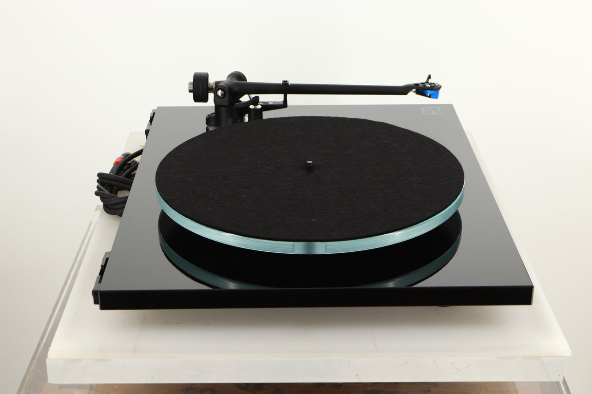 Side view of a used Rega Planar 3 Turntable in Black finish with an Elys Cartridge